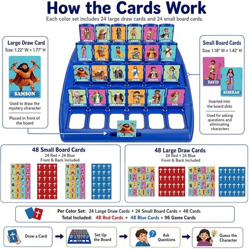 Bible Character Mystery Game – Guessing Bible Who I Am Board Games for Kids & Families, 2 Players Logic Deduction Christian Games with 24 Holy Bible Characters Catholic Gift in Saudi Arabia