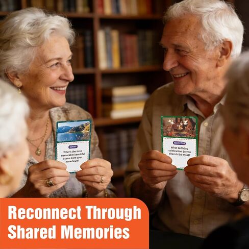 Golden Years Memories Card Game, 200 Conversation Cards for Seniors, Alzheimer Reminiscence Therapy Activities, Memory and Dementia Support (Large Font, 3.5" X 5") in Saudi Arabia