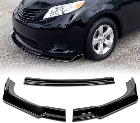 3-Piece Front Bumper Lip fit for Compatible with 2011-2015 Toyota Sienna, Front Bumper Lip Spoiler Air Chin Body Kit Splitter ABS, Painted Glossy Black, MP-Sty (Does Not Fit SE Sport Models) in Kuwait