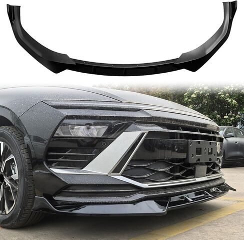 Front Bumper Lip Compatible with 2024-2025 Hyundai Sonata Standard Model Only, Will Not Fit N-Line Model, Matte Black IKON V1 Style Polypropylene Front Lower Chin Spoiler Protector, 3PCS in Kuwait