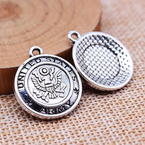 50PCS Handmade Emblem Charms - Silver Alloy Military Pendant Medallions for DIY Tags, Keychains Patriot Crafts (Navy Army Air Force Coast Guard Collection) in Saudi Arabia