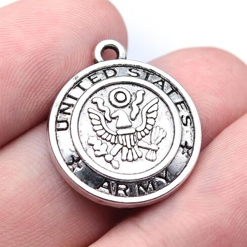 50PCS Handmade Emblem Charms - Silver Alloy Military Pendant Medallions for DIY Tags, Keychains Patriot Crafts (Navy Army Air Force Coast Guard Collection) in Saudi Arabia