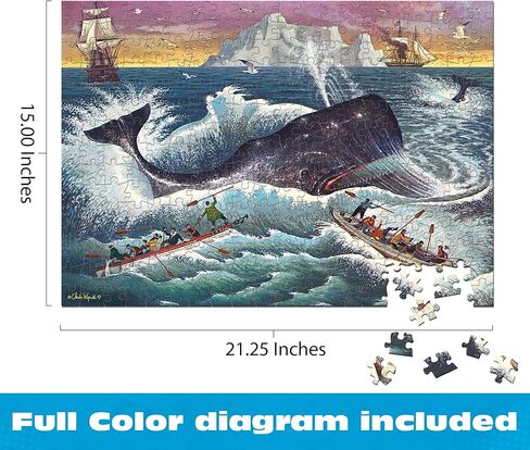 ألعاب بافالو - 300 تشارلز ويسوكي: أحجية الصور المقطوعة ذات الحجم الكبير من The Whale's Victory بأشكال أكبر - رائعة للبالغين وكبار السن والعائلة والأطفال، وسهلة الإمساك in Kuwait