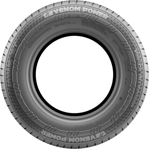 Venom Power Van-Co AllSeason إطار شعاعي تجاري مناسب لجميع الأحوال الجوية - 195/75R16 195/75/16 195/75-16 112/110R نطاق التحميل E LRE 10 طبقات BSW جدار جانبي أسود in Kuwait