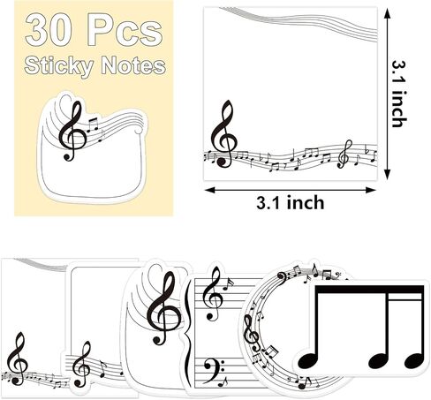 30 Pack Music Sticky Notes - 600 Sheets Music Notepads for Teacher Appreciation Gifts Musical Concert Party Gift Wedding Giveaways Musical Notes Office Supplies in Saudi Arabia