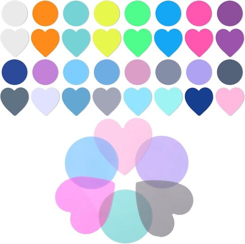 640 Sheets Cute Round Clear Sticky Tabs Transparent Sticky Notes Waterproof Clear Note Pads Bright Color Heart Strong Adhesive Post Book Markers Page Flags Stickers for Office School in Saudi Arabia