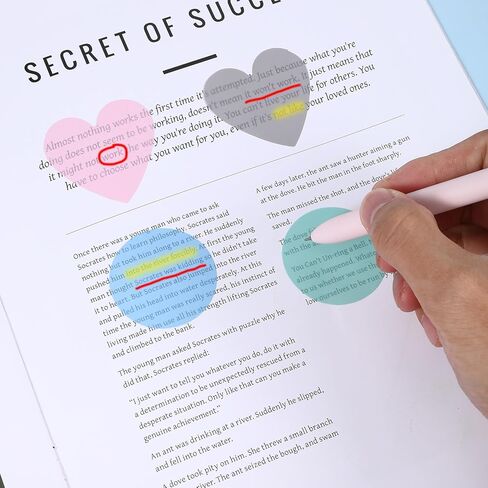 640 Sheets Cute Round Clear Sticky Tabs Transparent Sticky Notes Waterproof Clear Note Pads Bright Color Heart Strong Adhesive Post Book Markers Page Flags Stickers for Office School in Saudi Arabia