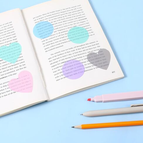 640 Sheets Cute Round Clear Sticky Tabs Transparent Sticky Notes Waterproof Clear Note Pads Bright Color Heart Strong Adhesive Post Book Markers Page Flags Stickers for Office School in Saudi Arabia
