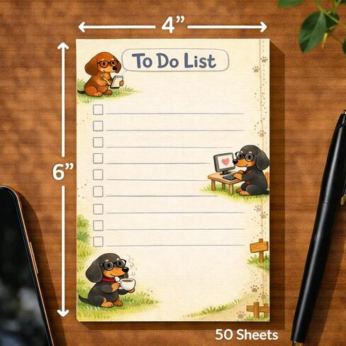 Dachshund Dog Sticky Notes Gifts,50 Sheets 4x6 Inch Pet-Themed Notepad, Dachshund Lover Gift Dog Mom Dad Stationery Stuff Decor, Birthday Weenie Dog Gifts for Men, Women, Office Coworker, Friend in Saudi Arabia
