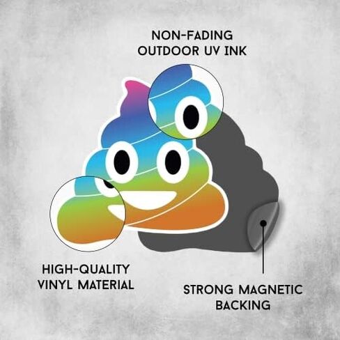 ملصق مغناطيسي Magnet Me Up Rainbow Poop Emoticon، مغناطيس مزخرف لطيف للتعبير عن الذات للسيارة أو الشاحنة أو سيارات الدفع الرباعي أو أي سطح مغناطيسي آخر in Kuwait