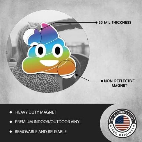 ملصق مغناطيسي Magnet Me Up Rainbow Poop Emoticon، مغناطيس مزخرف لطيف للتعبير عن الذات للسيارة أو الشاحنة أو سيارات الدفع الرباعي أو أي سطح مغناطيسي آخر in Kuwait