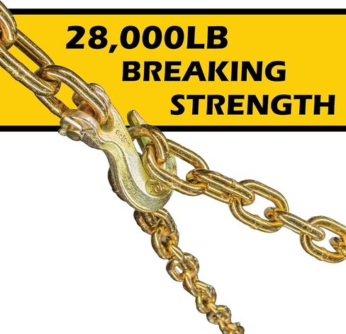 Knox 9200 LBS 3/8" x20' G70 Tow Chain with Grab Hooks, Transport Binder Chain, Galvanized Steel, DOT Certified, 2 Pack in Saudi Arabia
