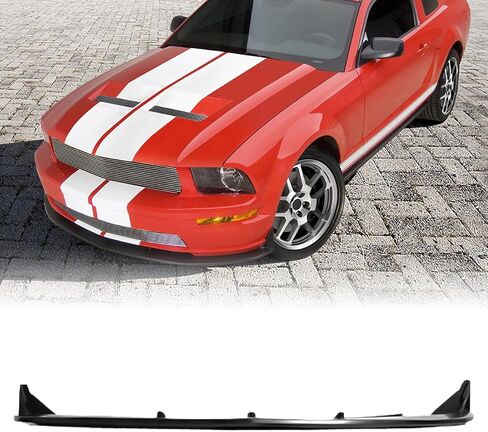 سبويلر شفة المصد الأمامي، متوافق مع 2005-2009 Ford Mustang Bullitt/GT (4.6L V8) فقط، واقي مقسم أمامي مرن من البولي يوريثين (PU) طراز CV3، أسود غير مطلي، قطعة واحدة in Kuwait