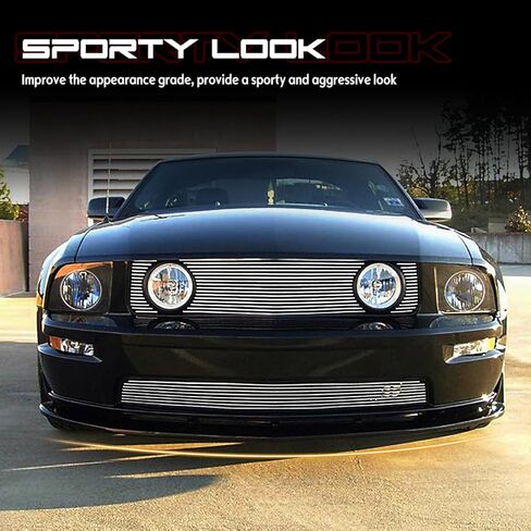 سبويلر شفة المصد الأمامي، متوافق مع 2005-2009 Ford Mustang Bullitt/GT (4.6L V8) فقط، واقي مقسم أمامي مرن من البولي يوريثين (PU) طراز CV3، أسود غير مطلي، قطعة واحدة in Kuwait
