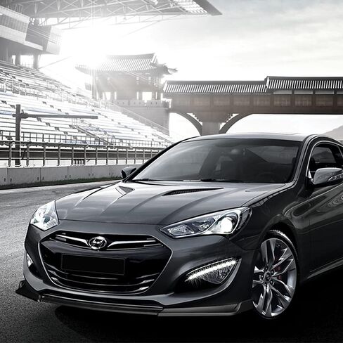 , Front Bumper Lip fit for compatible with 2013 - 2016 Hyundai Genesis Coupe, Front Bumper Lip Spoiler Air Chin Body Kit Splitter Unpainted Matt Black, 2014 2015 (KS-Style) in Kuwait