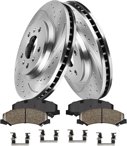 Front Brake Kit for 2006 2007 2008 2009 2010 2011 2012 2013 Chevrolet Impala, for Chevy Impala Limited Monte Carlo Brake Pads and Rotors, Drilled and Slotted Replacement [Front Brakes 11.93"] in Saudi Arabia