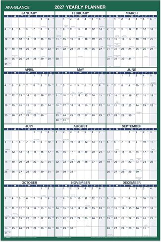 تقويم قابل للمسح من AT-A-GLANCE 2027، مخطط حائط قابل للمسح الجاف، 24 بوصة × 36 بوصة، عمودي، قابل للعكس (PM2102827) in Kuwait