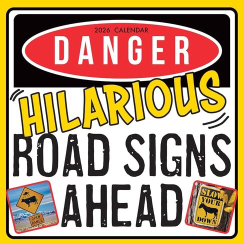 The Gifted Stationery 2026 Square Wall Calendar - 16-Month Wall Calendar & Road Sign Humor - 12x12 Grid & Stickered Layout - Preprinted Holidays Planning - 12 x 12 in, Sep 2025-Dec 2026 in Kuwait