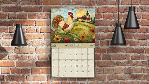 2026 Whimsical Roosters Wall Calendar 16-Month X-Large Size 14x22, Illustrated Rooster Calendar by The KING Company-Monster Calendars in Saudi Arabia