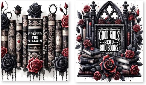 RLTXBUK 2 Pack Gothic Floral Book Diamond Art Kits, Goth Bookish Gem Diamond Painting Art Kits for Adults Kids Beginners, Book Lovers Reader Gifts, Dark Academia Room Decor 9.8x11.8 Inch in Saudi Arabia