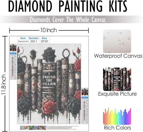 RLTXBUK 2 Pack Gothic Floral Book Diamond Art Kits, Goth Bookish Gem Diamond Painting Art Kits for Adults Kids Beginners, Book Lovers Reader Gifts, Dark Academia Room Decor 9.8x11.8 Inch in Saudi Arabia