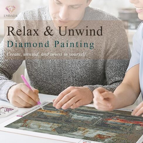 LMBADA Diamond Painting Kits for Adults Car, 5D Vintage Classic Cars Diamond Art Kits, Round Full Drill Dot Painting DIY Gem Crafts Home Wall Decor Gift 16x12 Inch in Kuwait