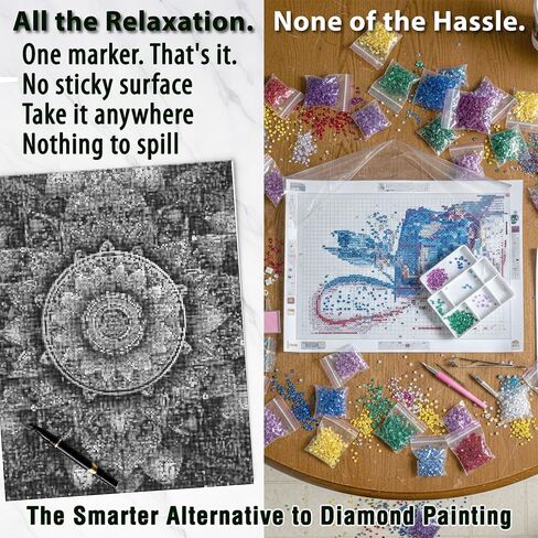 On The Dot Art — مجموعة أدوات الرسم بالنقاط للبالغين | لوحة قماشية من Serenity Mandala مقاس 13x17 مع قلم تحديد مزدوج الطرف | نشاط فني للاسترخاء، بديل أسهل للرسم الماسي | لا توجد قطع صغيرة، لا فوضى | هدية عظيمة in Kuwait