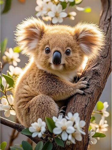 Koala 5D Diamond Painting Kit for Adults，Koala on Tree Animal Full Drill DIY Round Gem Art Diamond Art Kits Painting Crafts Ideal for Beginners and Home Wall Decor 12X16inch in Saudi Arabia