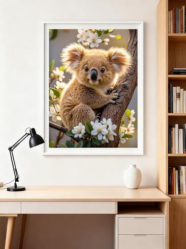 Koala 5D Diamond Painting Kit for Adults，Koala on Tree Animal Full Drill DIY Round Gem Art Diamond Art Kits Painting Crafts Ideal for Beginners and Home Wall Decor 12X16inch in Saudi Arabia