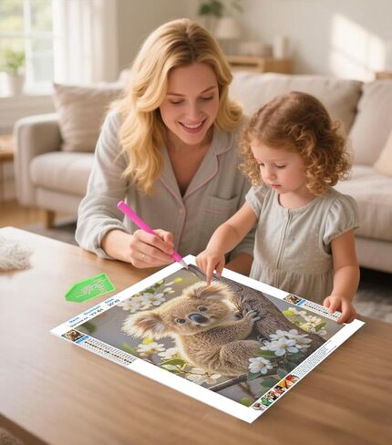 Koala 5D Diamond Painting Kit for Adults，Koala on Tree Animal Full Drill DIY Round Gem Art Diamond Art Kits Painting Crafts Ideal for Beginners and Home Wall Decor 12X16inch in Saudi Arabia