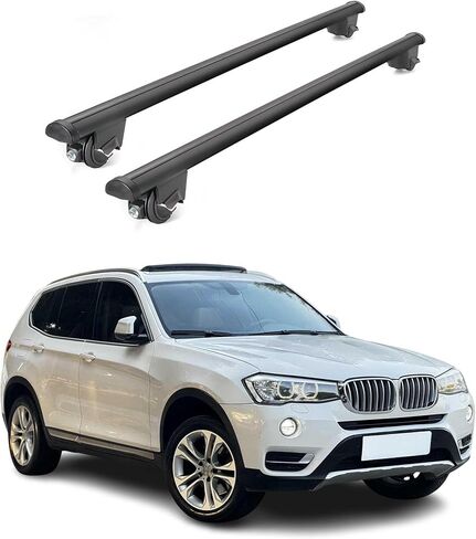 OMAC Roof Rack Cross Bars for BMW X3 F25 2011-2017 Lockable 165Lbs Aluminium Black 2Pcs fits Flush Rails Cargo Carriers Kayak Canoe Bike Snowboard in Saudi Arabia