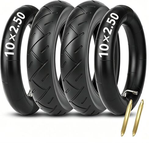 ELVANO 10×2.5 Electric Scooter Tire & Tube Set, Pneumatic Tire and Replacement Tube with 90° Bent Valve and 2 Tire Levers, Fits 6" Rims and 36v, 48v, 400w, 500w, 800w Hub Motor (2-Set) in Saudi Arabia