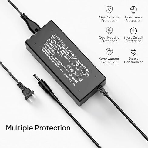 42V 2A Battery Charger 5 in 1 Plugs Power Supply Adapter for 36V Lithium Battery, DC Plug with 8mm 3 Prong /12mm 3 Prong /8mm RCA/3-Pin Male XLR Connector, Power Adaptor Supply Cord in Saudi Arabia