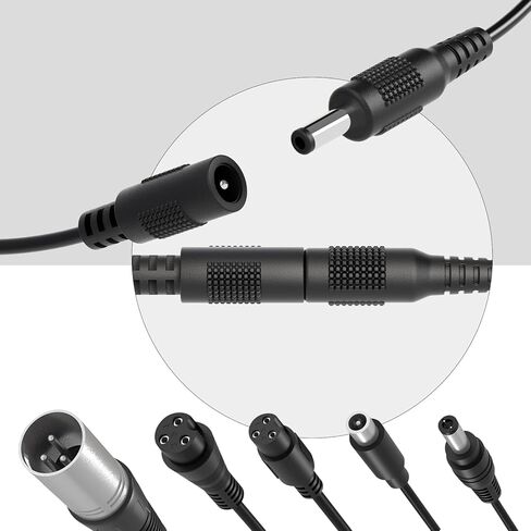 42V 2A Battery Charger 5 in 1 Plugs Power Supply Adapter for 36V Lithium Battery, DC Plug with 8mm 3 Prong /12mm 3 Prong /8mm RCA/3-Pin Male XLR Connector, Power Adaptor Supply Cord in Saudi Arabia