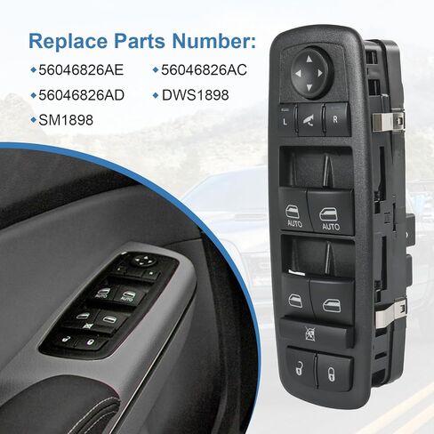استبدال مفتاح نافذة الطاقة لـ Ram 1500 2500 3500 2016-2018، Ram 1500 Classic 2019-2021، Journey 2011-2012، استبدال 56046826AC 56046826AD in Kuwait