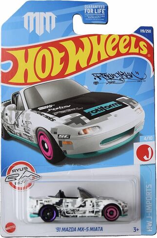 Hot Wheels '91 Mazda MX-5 Miata - J-Imports 4/10 - White in Kuwait