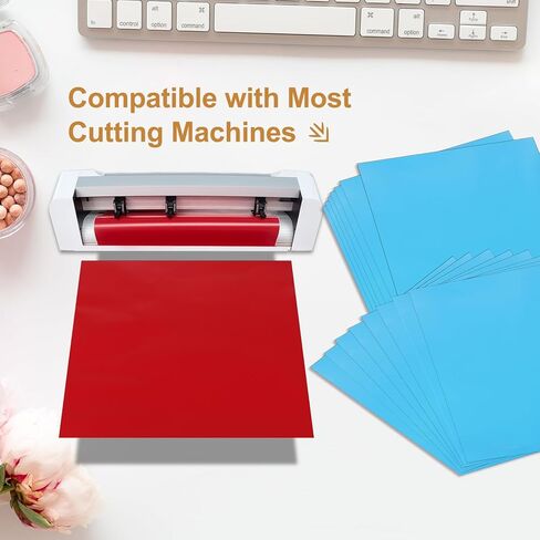 MECCANIXITY 10Pcs Adhesive Vinyl Sheets Bundle, 12" x 12" Self Adhesive Vinyl Matte Metallic Stickers for Cutting Machines Party Decoration Car Decal, Light Blue in Saudi Arabia