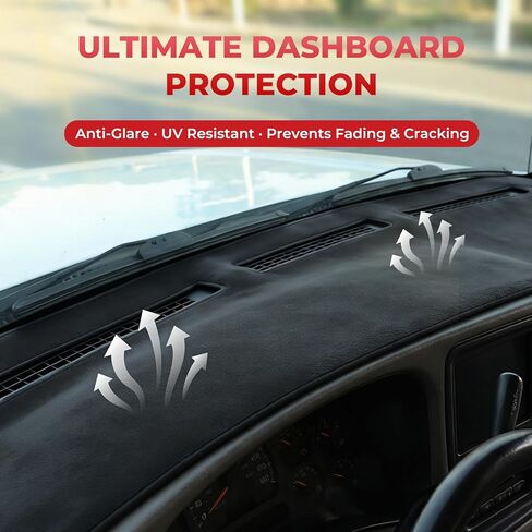 حصيرة غطاء لوحة القيادة مناسبة لملحقات Chevy Silverado GMC Sierra1999–2006 Silverado Classic 2007، غطاء لوحة القيادة من الفلانيل غير القابل للانزلاق، وسادة حماية لوحة القيادة مضادة للوهج ومقاومة للأشعة فوق البنفسجية in Kuwait