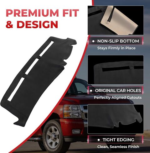حصيرة غطاء لوحة القيادة مناسبة لملحقات Chevy Silverado GMC Sierra1999–2006 Silverado Classic 2007، غطاء لوحة القيادة من الفلانيل غير القابل للانزلاق، وسادة حماية لوحة القيادة مضادة للوهج ومقاومة للأشعة فوق البنفسجية in Kuwait