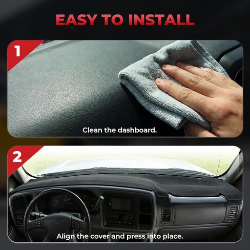 حصيرة غطاء لوحة القيادة مناسبة لملحقات Chevy Silverado GMC Sierra1999–2006 Silverado Classic 2007، غطاء لوحة القيادة من الفلانيل غير القابل للانزلاق، وسادة حماية لوحة القيادة مضادة للوهج ومقاومة للأشعة فوق البنفسجية in Kuwait