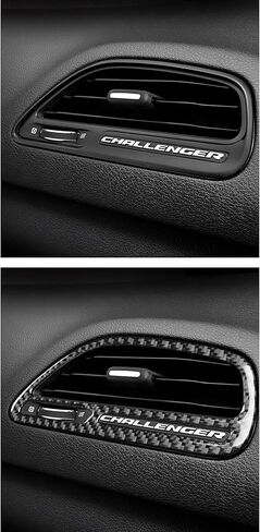 Carbon Fiber Passenger Side Air Vent Trim for Dodge Challenger 2015-2023, Right Dashboard A/C Outlet Frame Cover Interior Accessories, Black, Left Hand Drive in Kuwait