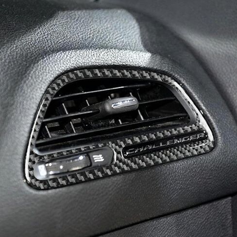 Carbon Fiber Passenger Side Air Vent Trim for Dodge Challenger 2015-2023, Right Dashboard A/C Outlet Frame Cover Interior Accessories, Black, Left Hand Drive in Kuwait