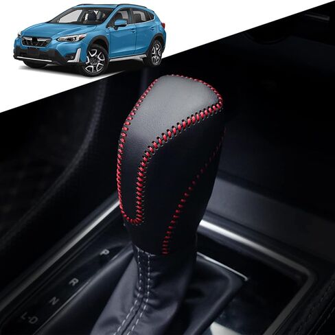 غطاء مقابض سيارة من الجلد الأصلي لسيارة Subaru Crosstrek XV Forester 2018-2023/Impreza 2017-2023 غطاء حماية للملحقات الداخلية (جلد أسود + غرز برتقالية) in Kuwait