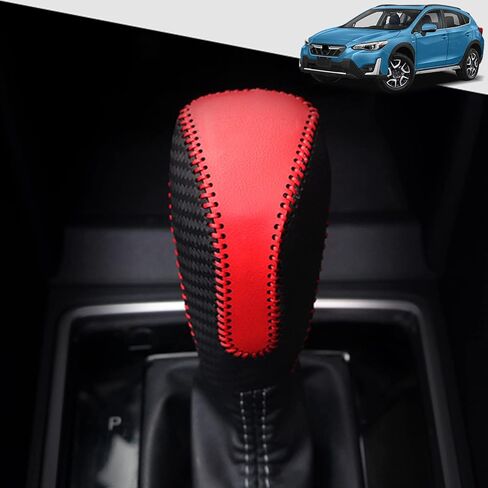 غطاء مقابض سيارة من الجلد الأصلي لسيارة Subaru Crosstrek XV Forester 2018-2023/Impreza 2017-2023 غطاء حماية للملحقات الداخلية (جلد أسود + غرز برتقالية) in Kuwait