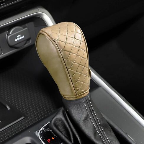 Car Gear Shift Knob Cover, Leather Car Shift Lever Protection Cover, Anti-Slip Durable Automatic Gear Shift Knob Cover, Universal Decor Accessories for Cars Trucks SUVs (Black Wine Red) in Kuwait