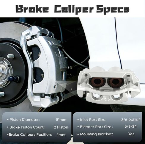 Front Left Right Disc Brake Caliper Assembly Calipers Set Compatible with Ford F-150 1999-2003, F150 Heritage 2004, for Lincoln Blackwood 2002, Replace 18-B4750 18-B4751 in Kuwait