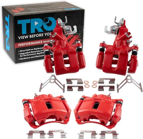 TRQ Front and Rear Brake Caliper Set Performance Coated Brackets Compatible with 2003-2007 Honda Accord in Kuwait