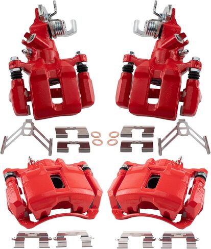 TRQ Front and Rear Brake Caliper Set Performance Coated Brackets Compatible with 2003-2007 Honda Accord in Kuwait