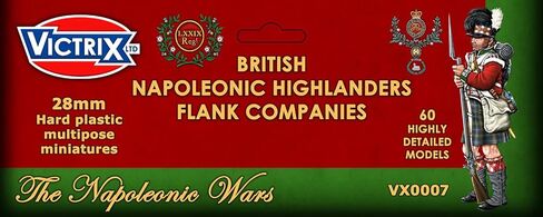 Wargames Delivered - Victrix British Napoleonic Highlander Flank Companies Set with Bonus Miniature STL Download - 60 Detailed 28mm Miniatures with Highland Bonnets for Napoleonic Wargaming Dioramas in Kuwait