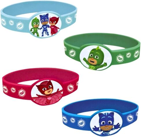 Unique Assorted Colors PJ Masks Stretchy Bracelets (4 Count) - Fun & Durable, Perfect Party Favors for Superhero Fans in Kuwait